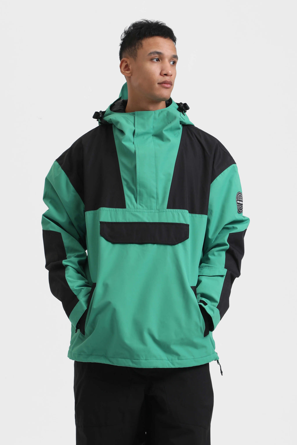 Men's Rust & Black Insulated Color-Block Ski Anorak Snow Anoraks