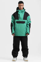 Men's Black Insulated Color-Block Ski Anorak Snow Anoraks
