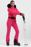 Women's Magenta Full-Shirred Design One-Piece Ski Suit Snowboard Suit