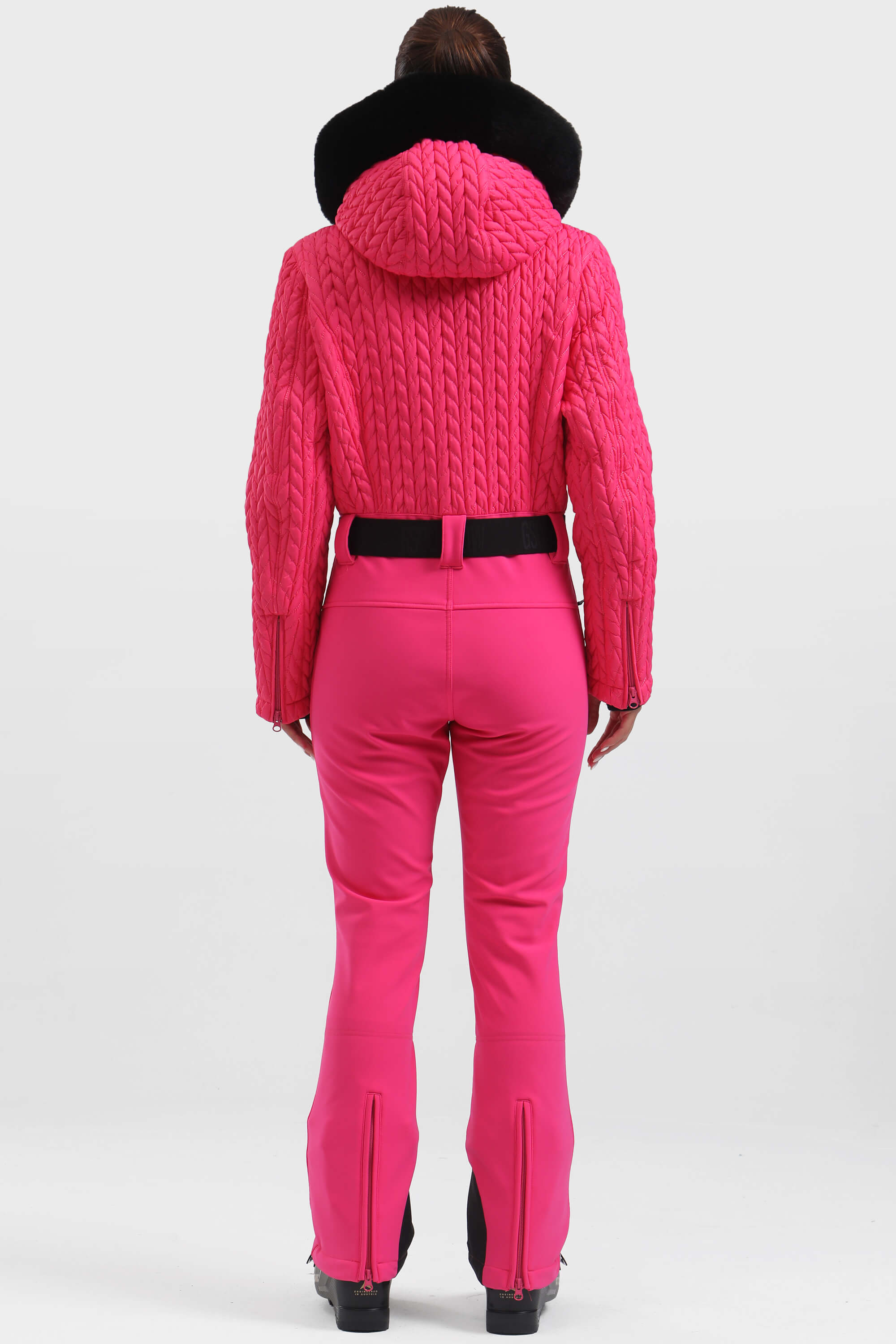 Women's Magenta Full-Shirred Design One-Piece Ski Suit Snowboard Suit Secondary image