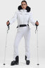Women's White Full-Shirred Design One-Piece Ski Suit Snowboard Suit