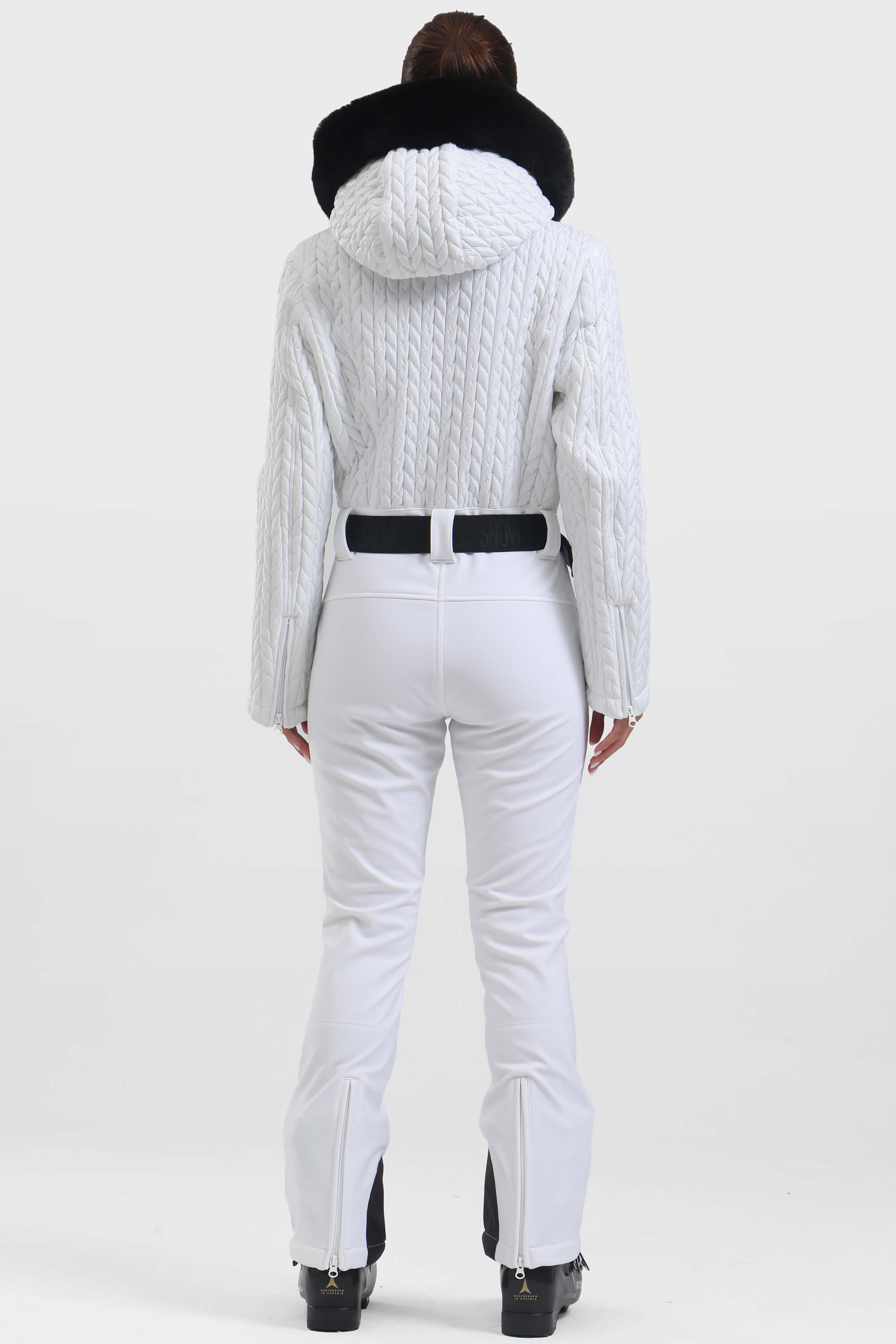 Women's White Full-Shirred Design One-Piece Ski Suit Snowboard Suit Secondary image