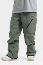 Men's Red Multi-Pocket Vented Ski Pants Baggy Snow Pants