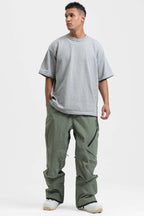 Men's Red Multi-Pocket Vented Ski Pants Baggy Snow Pants