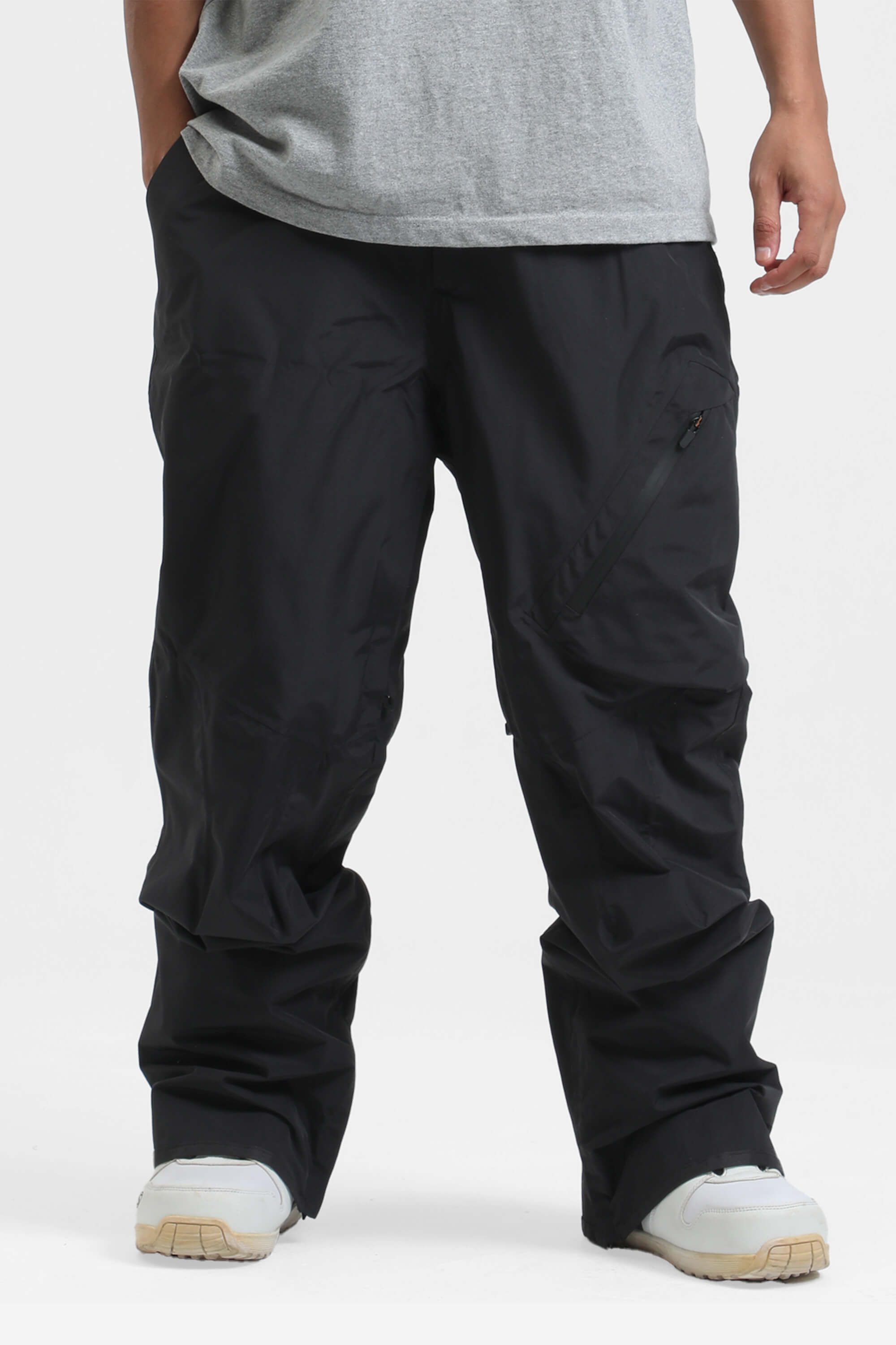 Men's Black Multi-Pocket Vented Ski Pants Baggy Snow Pants Main image