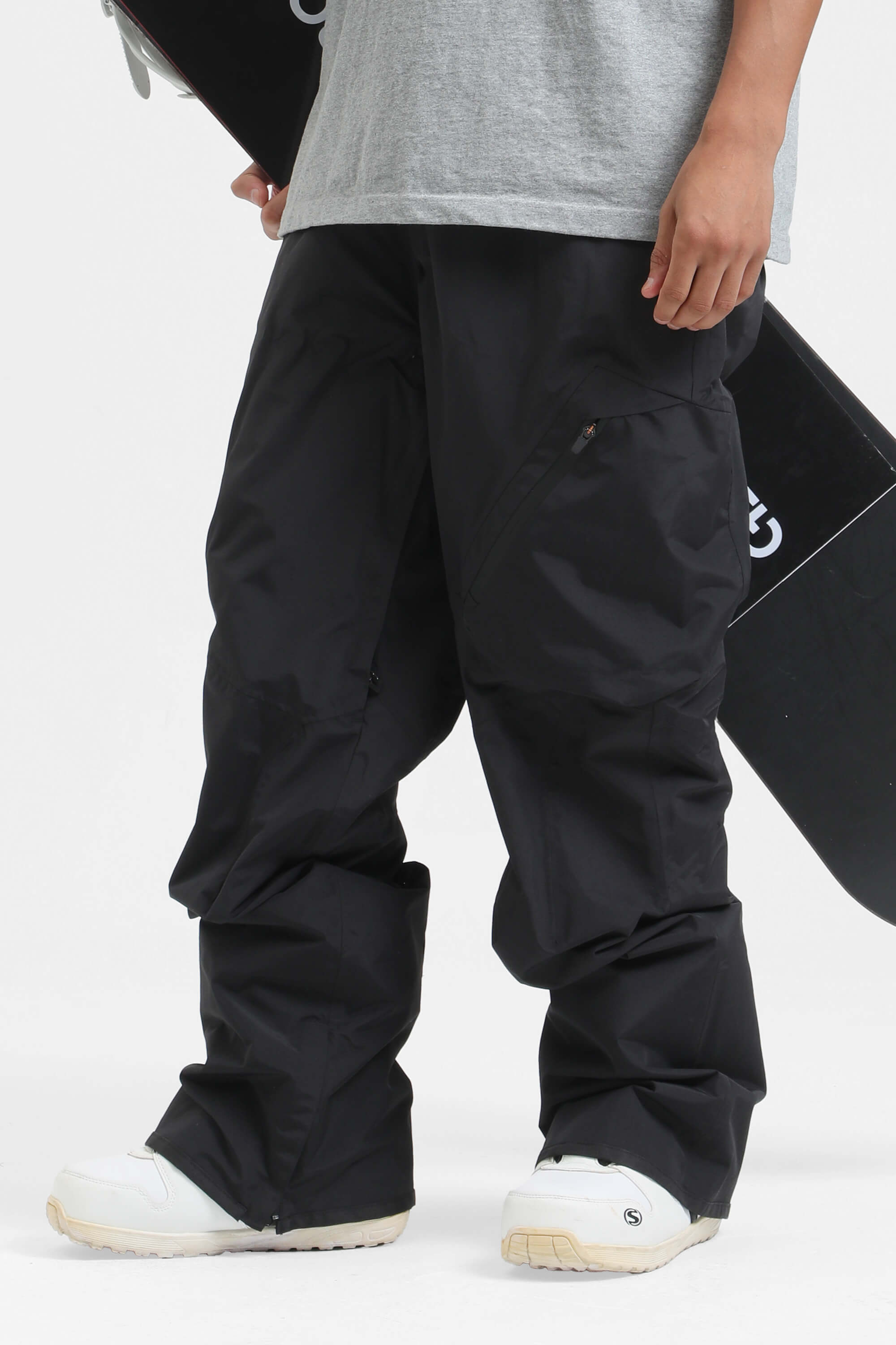 Men's Red Multi-Pocket Vented Ski Pants Baggy Snow Pants