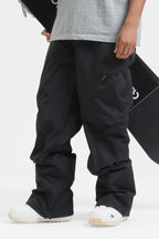 Men's Green Multi-Pocket Vented Ski Pants Baggy Snow Pants