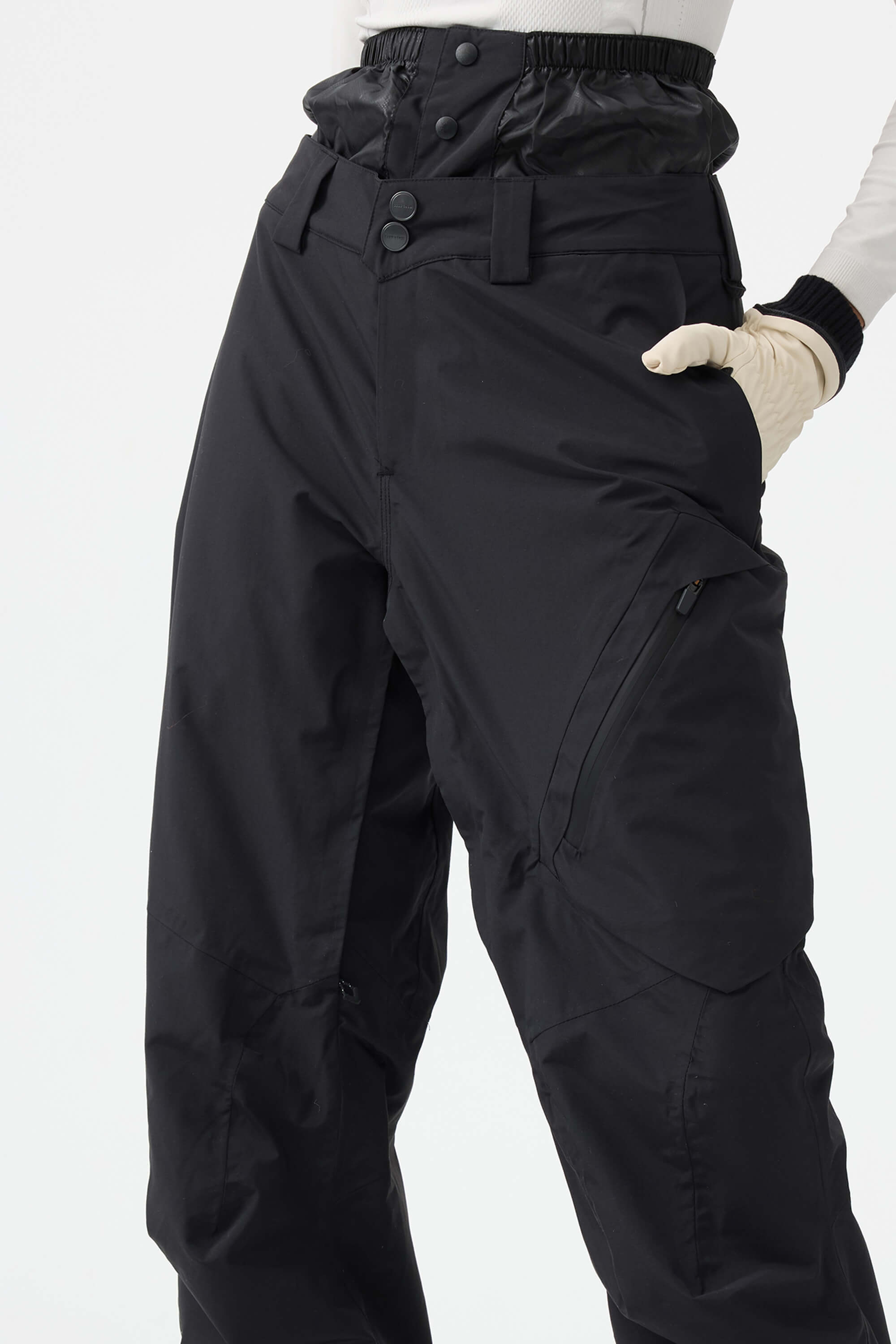 Women's Black Multi-Pocket Vented Ski Pants Baggy Snow Pants Secondary image