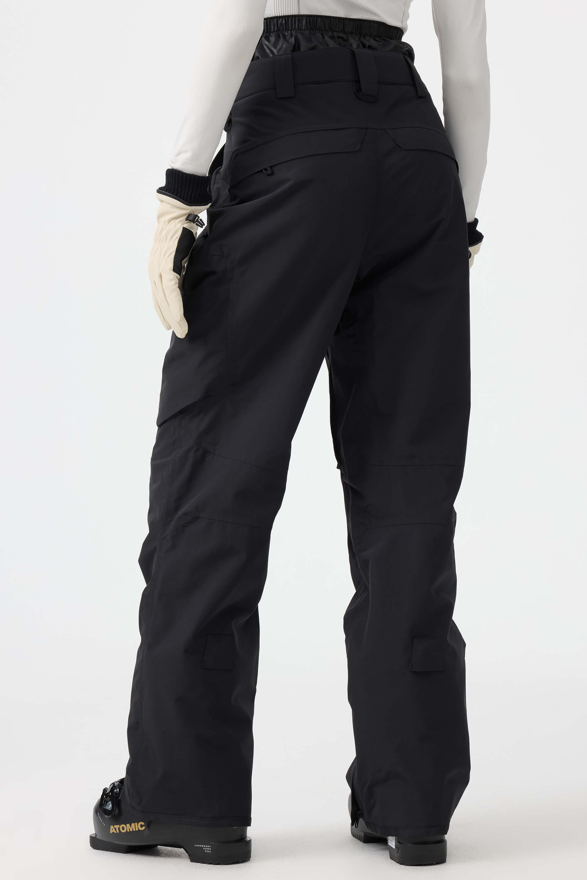 Women's Black Multi-Pocket Vented Ski Pants Baggy Snow Pants