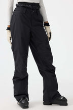 Women's Black Multi-Pocket Vented Ski Pants Baggy Snow Pants