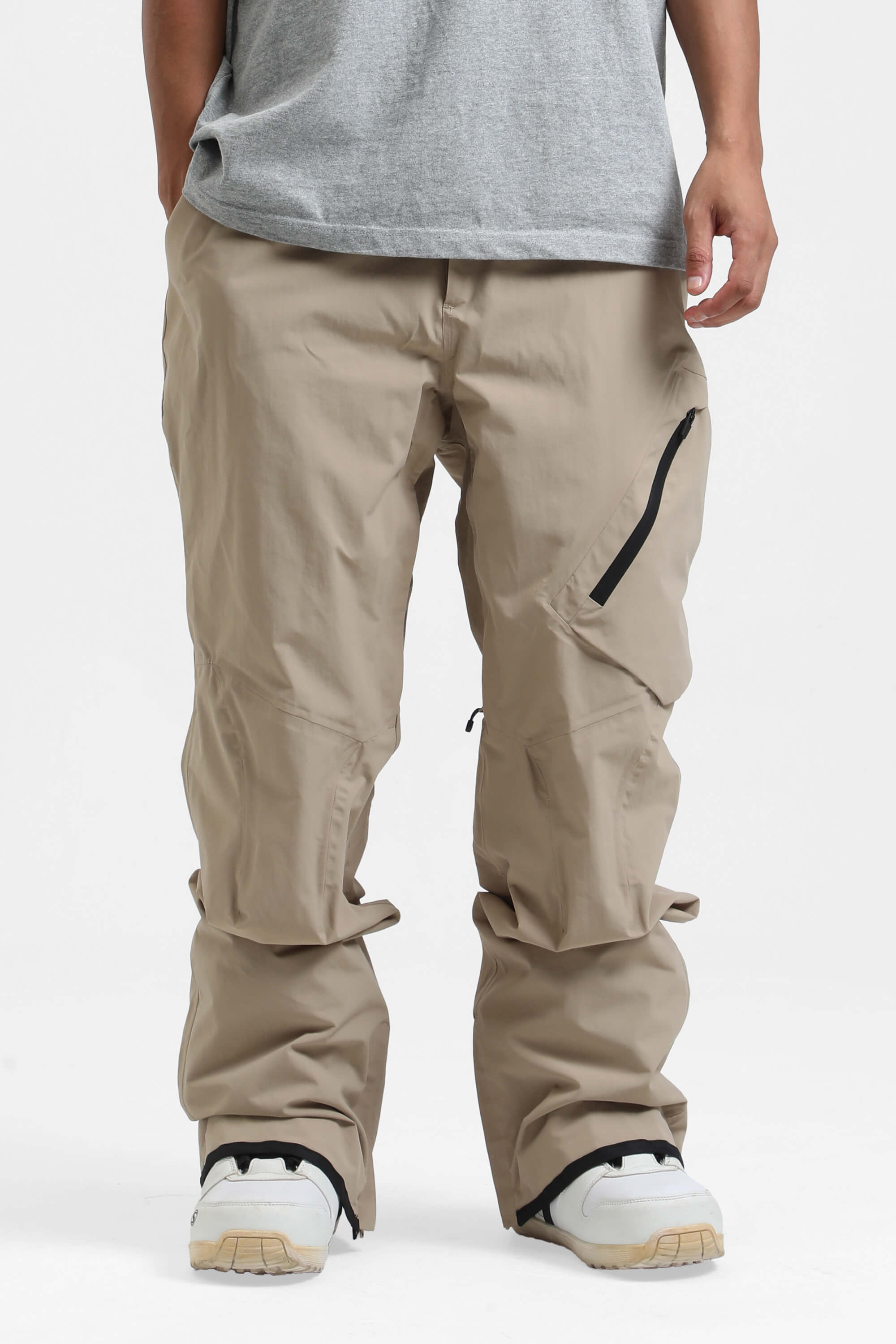 Men's Red Multi-Pocket Vented Ski Pants Baggy Snow Pants