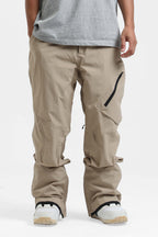 Men's Grey Multi-Pocket Vented Ski Pants Baggy Snow Pants