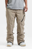 Men's Khaki Multi-Pocket Vented Ski Pants Baggy Snow Pants