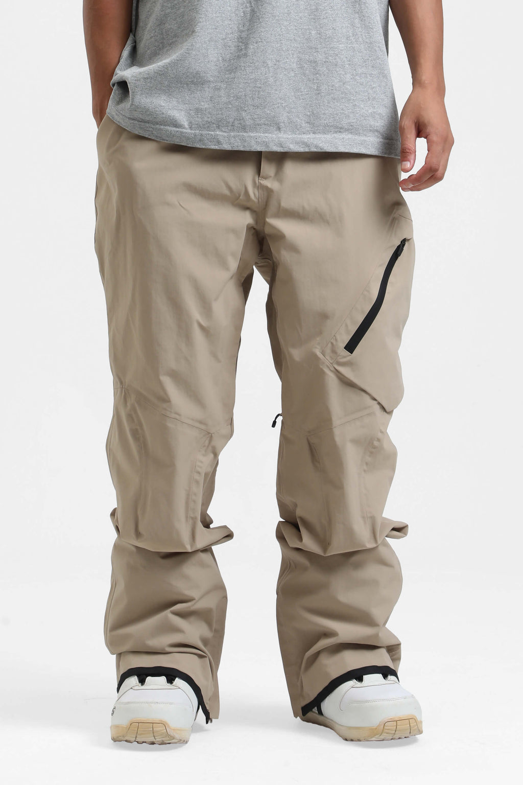 Men's Army Green Multi-Pocket Vented Ski Pants Baggy Snow Pants