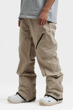 Men's Army Green Multi-Pocket Vented Ski Pants Baggy Snow Pants
