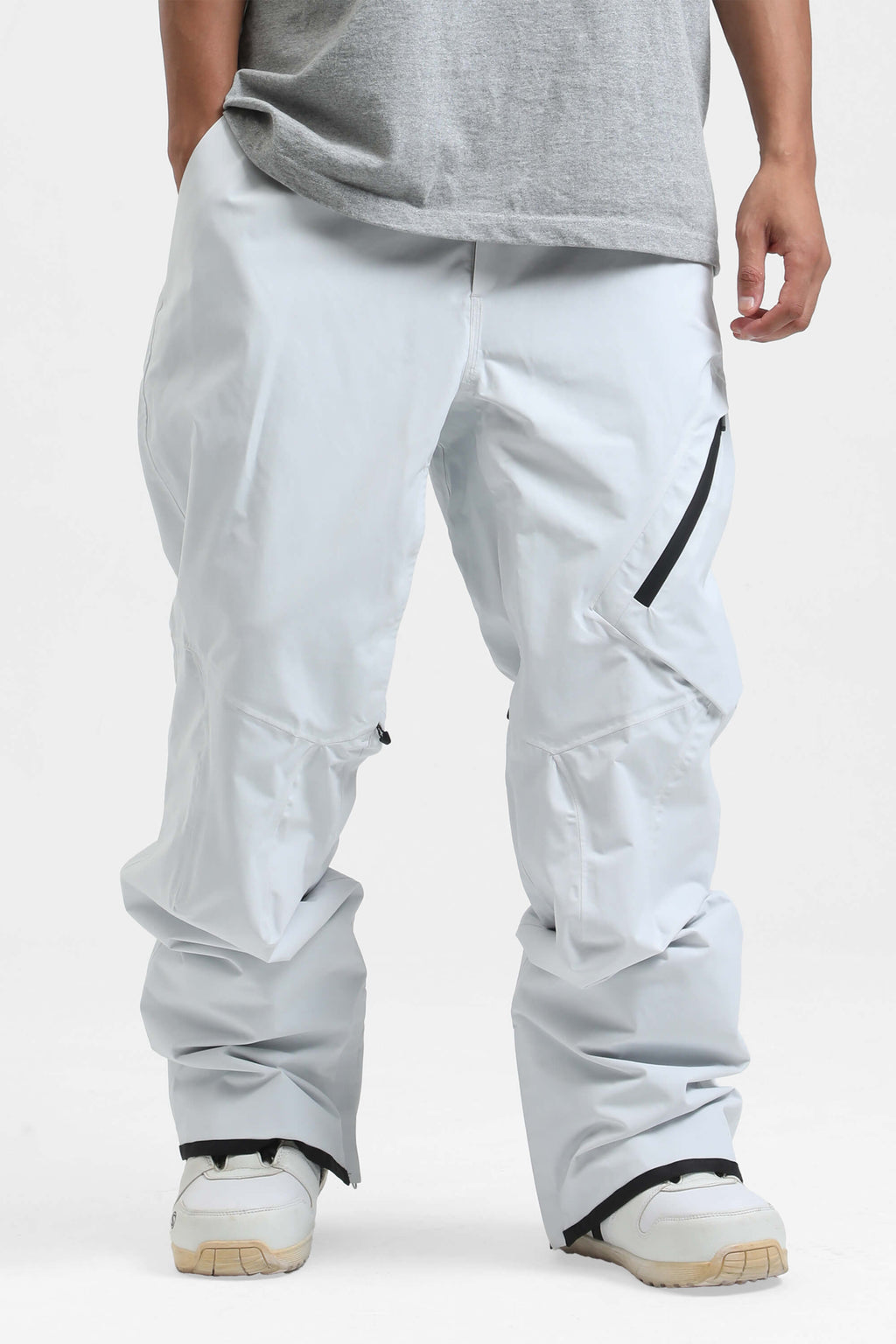 Men's Army Green Multi-Pocket Vented Ski Pants Baggy Snow Pants