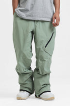 Men's Army Green Multi-Pocket Vented Ski Pants Baggy Snow Pants