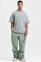 Men's Red Multi-Pocket Vented Ski Pants Baggy Snow Pants