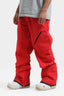 Men's Red Multi-Pocket Vented Ski Pants Baggy Snow Pants