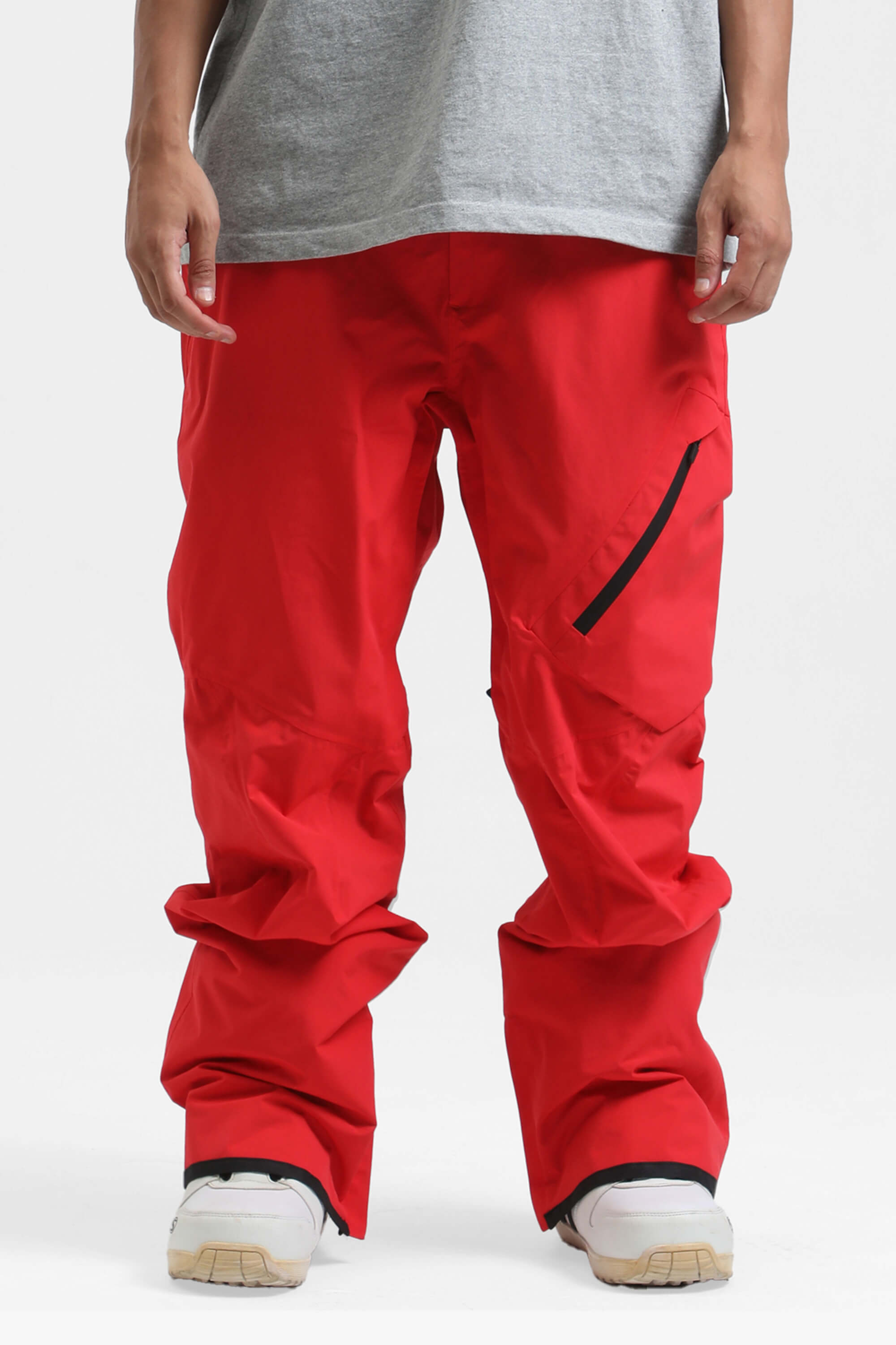 Men's Army Green Multi-Pocket Vented Ski Pants Baggy Snow Pants