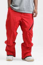 Men's Grey Multi-Pocket Vented Ski Pants Baggy Snow Pants