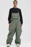 Women's Army Green Two-Way Side-Zip Baggy Ski Bibs Snow Bibs