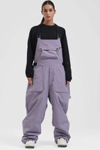 Women's Khaki Two-Way Side-Zip Baggy Ski Bibs Snow Bibs
