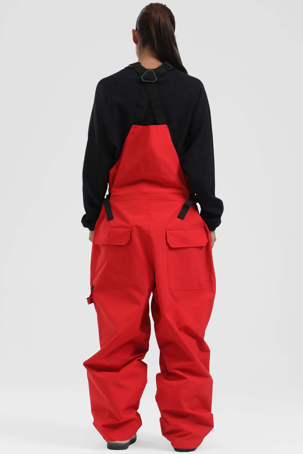 Women's White Two-Way Side-Zip Baggy Ski Bibs Snow Bibs