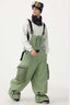 Men's Mint Green Workwear-Style Built-In Belt Ski Bibs Baggy Snow Bibs