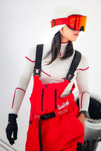 Women's Black Workwear-Style Built-In Belt Ski Bibs Baggy Snow Bibs
