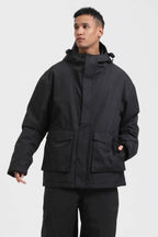 Men's Mint & Black Abrasion-Resistant Waterproof Ski Jacket Insulated Softshell Snow Jacket