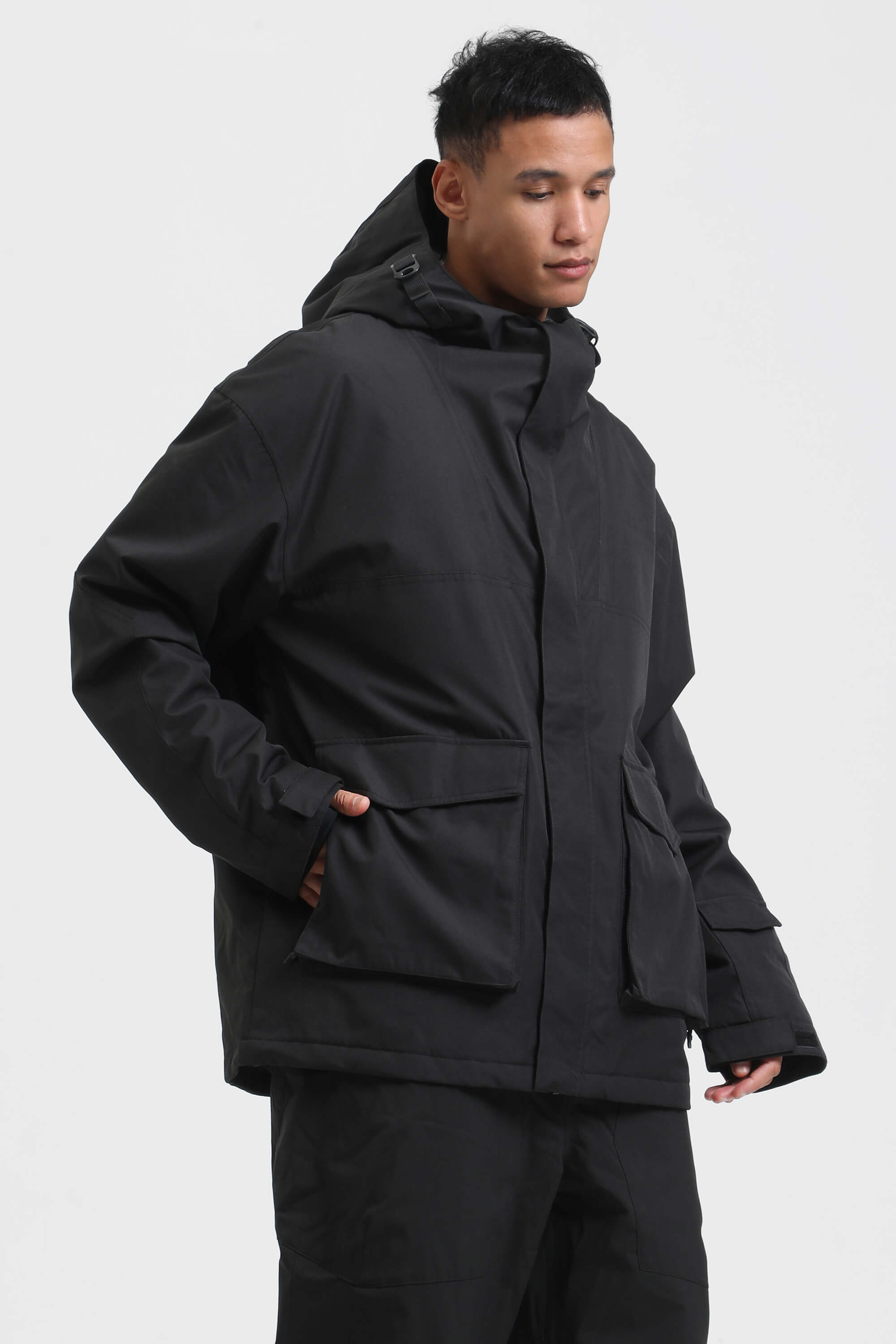 Men's Dark Green & Navy Abrasion-Resistant Waterproof Ski Jacket Insulated Softshell Snow Jacket