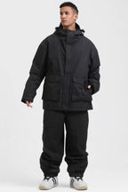 Men's White & Sage Green Abrasion-Resistant Waterproof Ski Jacket Insulated Softshell Snow Jacket