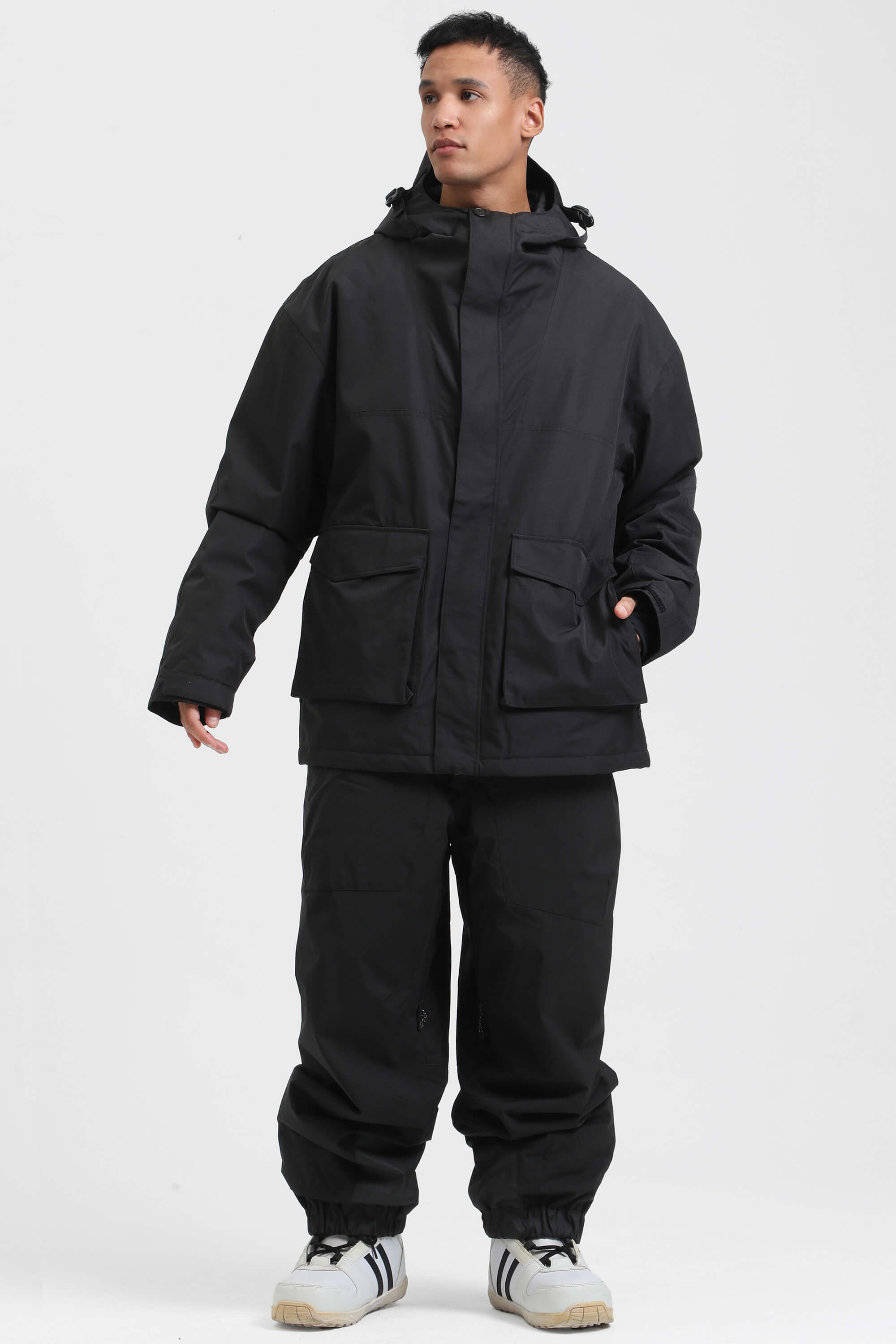 Men's Mint & Black Abrasion-Resistant Waterproof Ski Jacket Insulated Softshell Snow Jacket