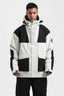 Men's White & Black Abrasion-Resistant Waterproof Ski Jacket Insulated Softshell Snow Jacket