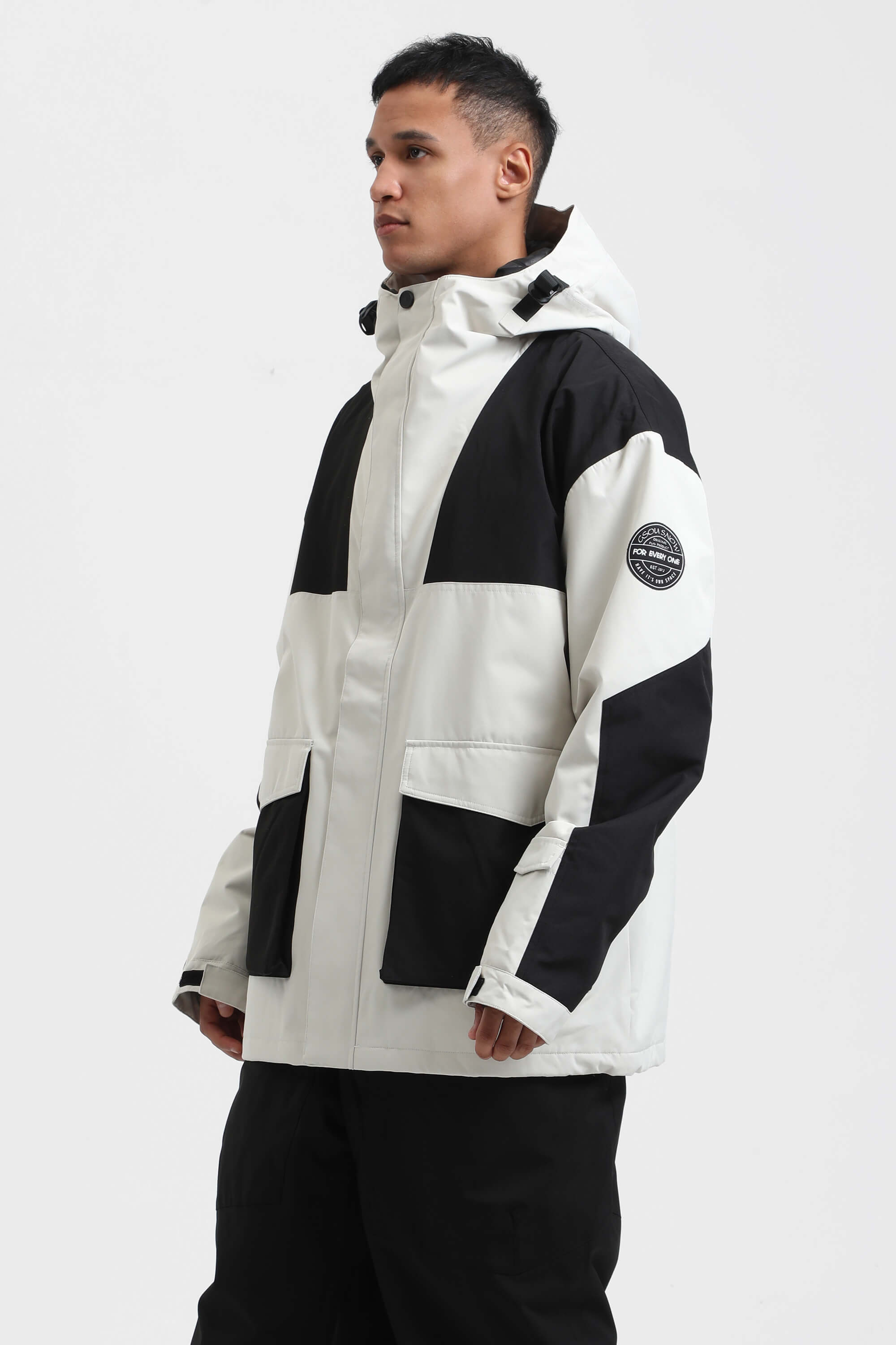 Men's Caramel & Black Abrasion-Resistant Waterproof Ski Jacket Insulated Softshell Snow Jacket