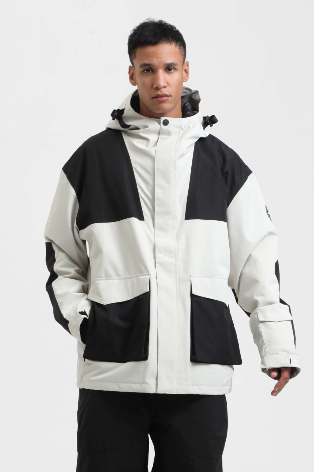 Men's Black Abrasion-Resistant Waterproof Ski Jacket Insulated Softshell Snow Jacket