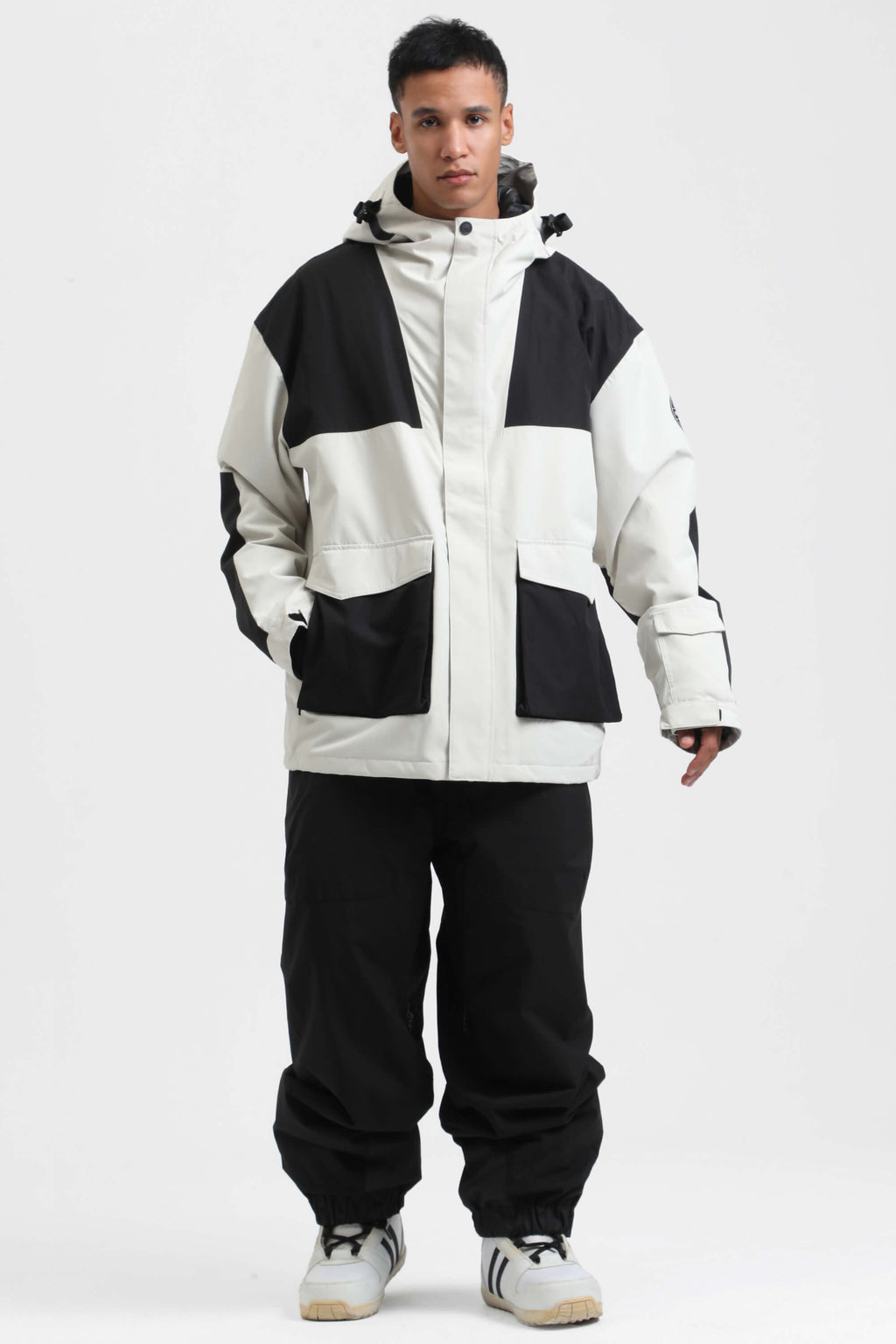 Men's Rust & Navy Abrasion-Resistant Waterproof Ski Jacket Insulated Softshell Snow Jacket