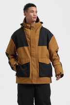 Men's Mint & Black Abrasion-Resistant Waterproof Ski Jacket Insulated Softshell Snow Jacket
