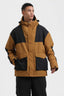 Men's Caramel & Black Abrasion-Resistant Waterproof Ski Jacket Insulated Softshell Snow Jacket