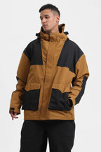 Men's White & Sage Green Abrasion-Resistant Waterproof Ski Jacket Insulated Softshell Snow Jacket