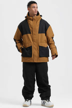 Men's Black Abrasion-Resistant Waterproof Ski Jacket Insulated Softshell Snow Jacket