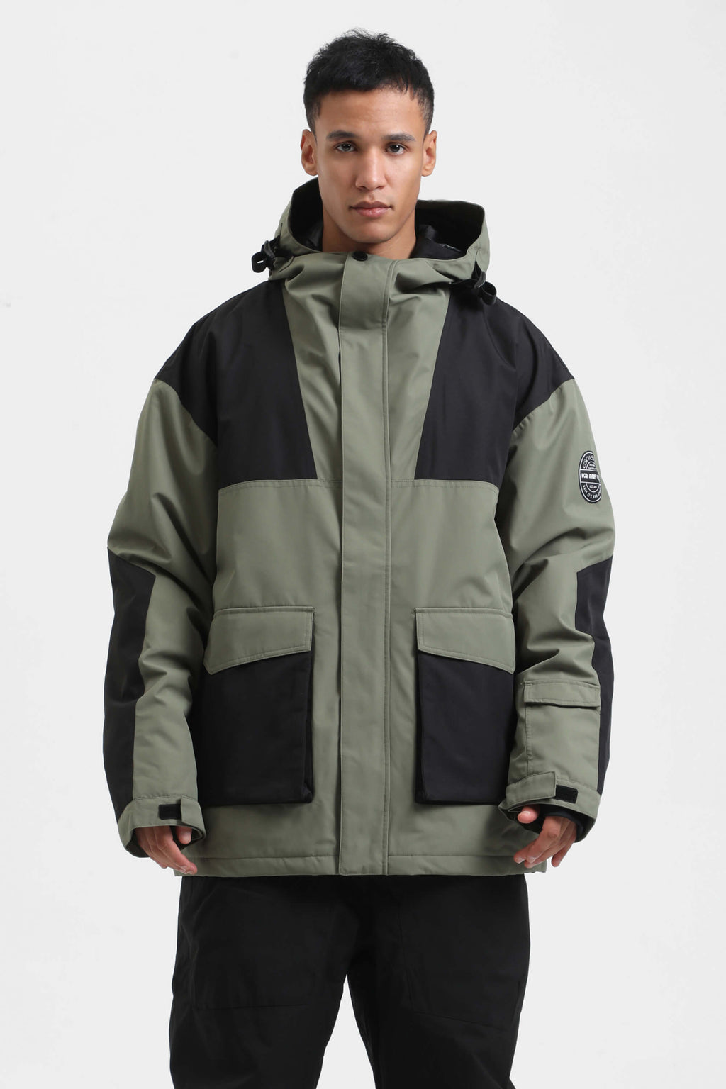 Men's Mint & Black Abrasion-Resistant Waterproof Ski Jacket Insulated Softshell Snow Jacket