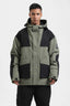 Men's Olive Green & Black Abrasion-Resistant Waterproof Ski Jacket Insulated Softshell Snow Jacket