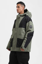 Men's Mint & Black Abrasion-Resistant Waterproof Ski Jacket Insulated Softshell Snow Jacket