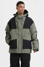 Men's Mint & Black Abrasion-Resistant Waterproof Ski Jacket Insulated Softshell Snow Jacket