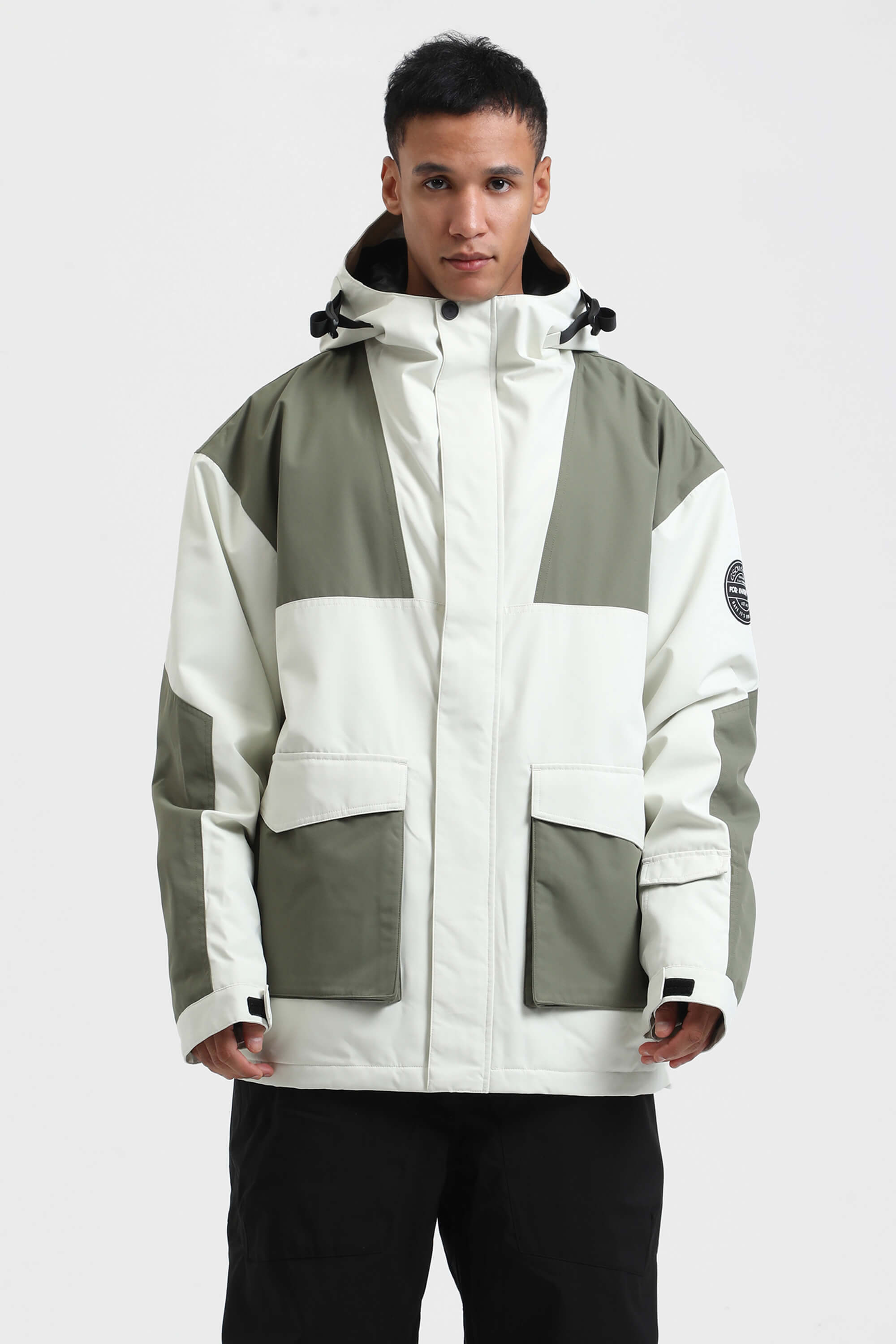 Men's Mint & Black Abrasion-Resistant Waterproof Ski Jacket Insulated Softshell Snow Jacket