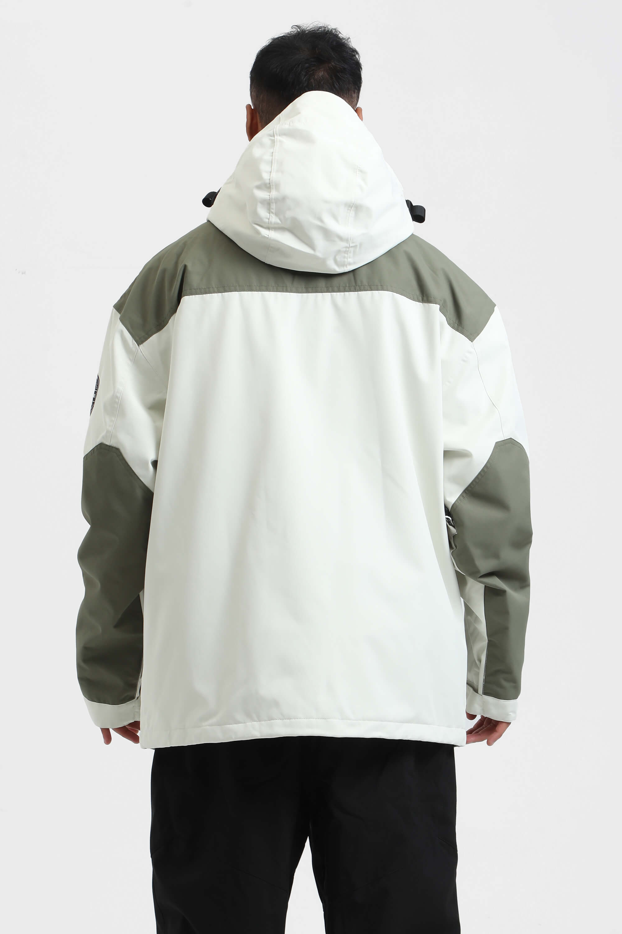 Men's White & Black Abrasion-Resistant Waterproof Ski Jacket Insulated Softshell Snow Jacket