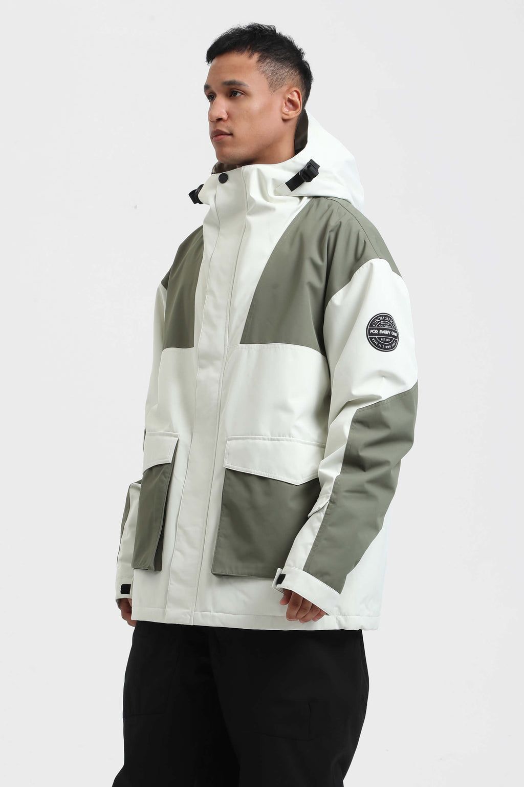 Men's Caramel & Black Abrasion-Resistant Waterproof Ski Jacket Insulated Softshell Snow Jacket