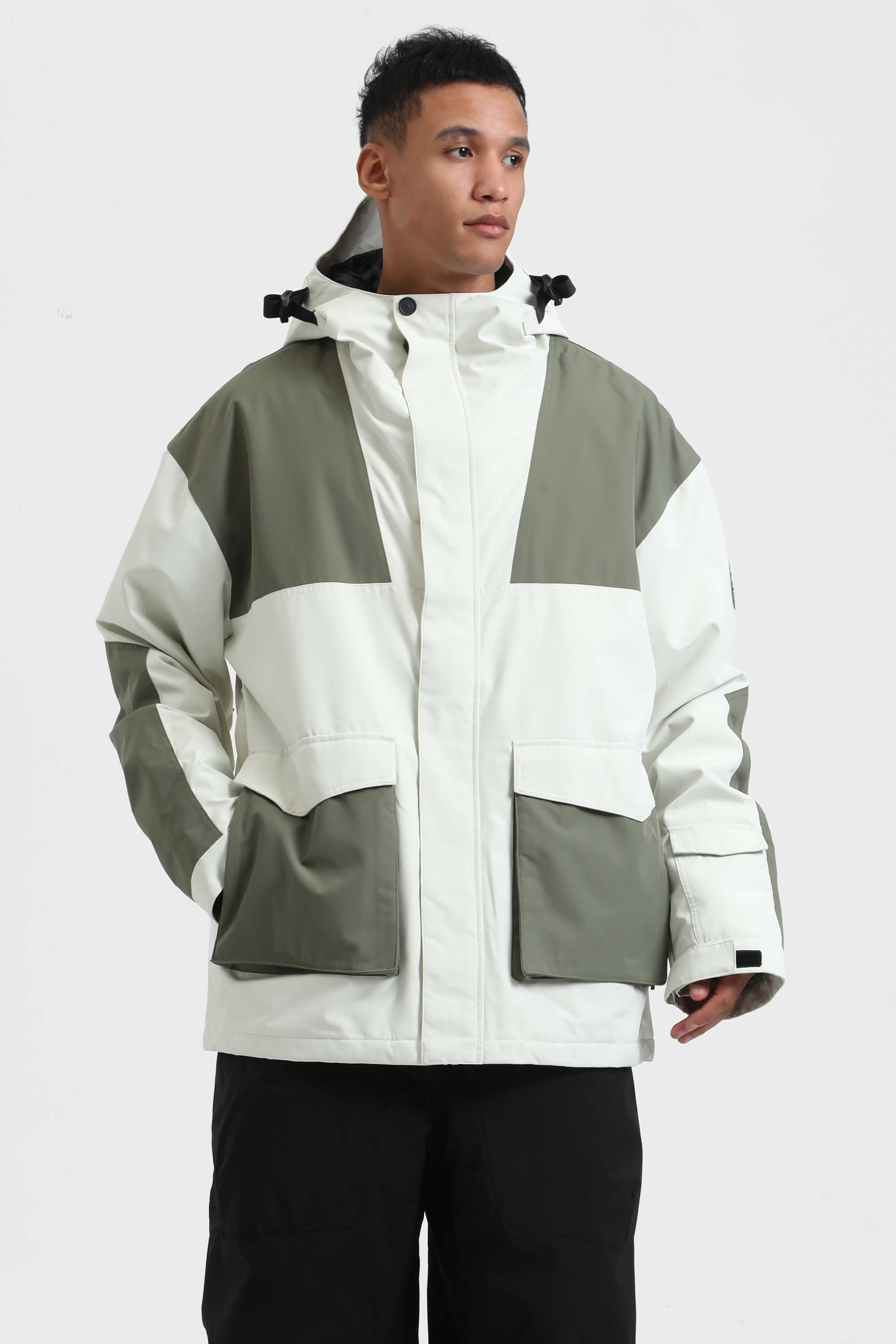 Men's Mint & Black Abrasion-Resistant Waterproof Ski Jacket Insulated Softshell Snow Jacket